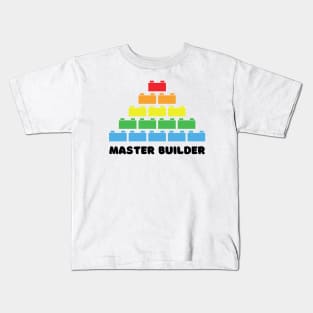 Master Builder Lego Brick Colorful Design White Kids T-Shirt